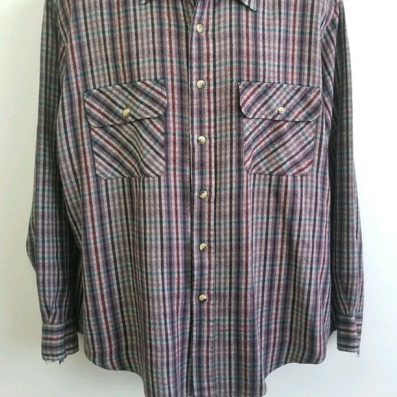 Vintage Wool Blend Men's David Taylor Plaid Flannel Shirt Long Sleeve XL - Picture 2 of 9